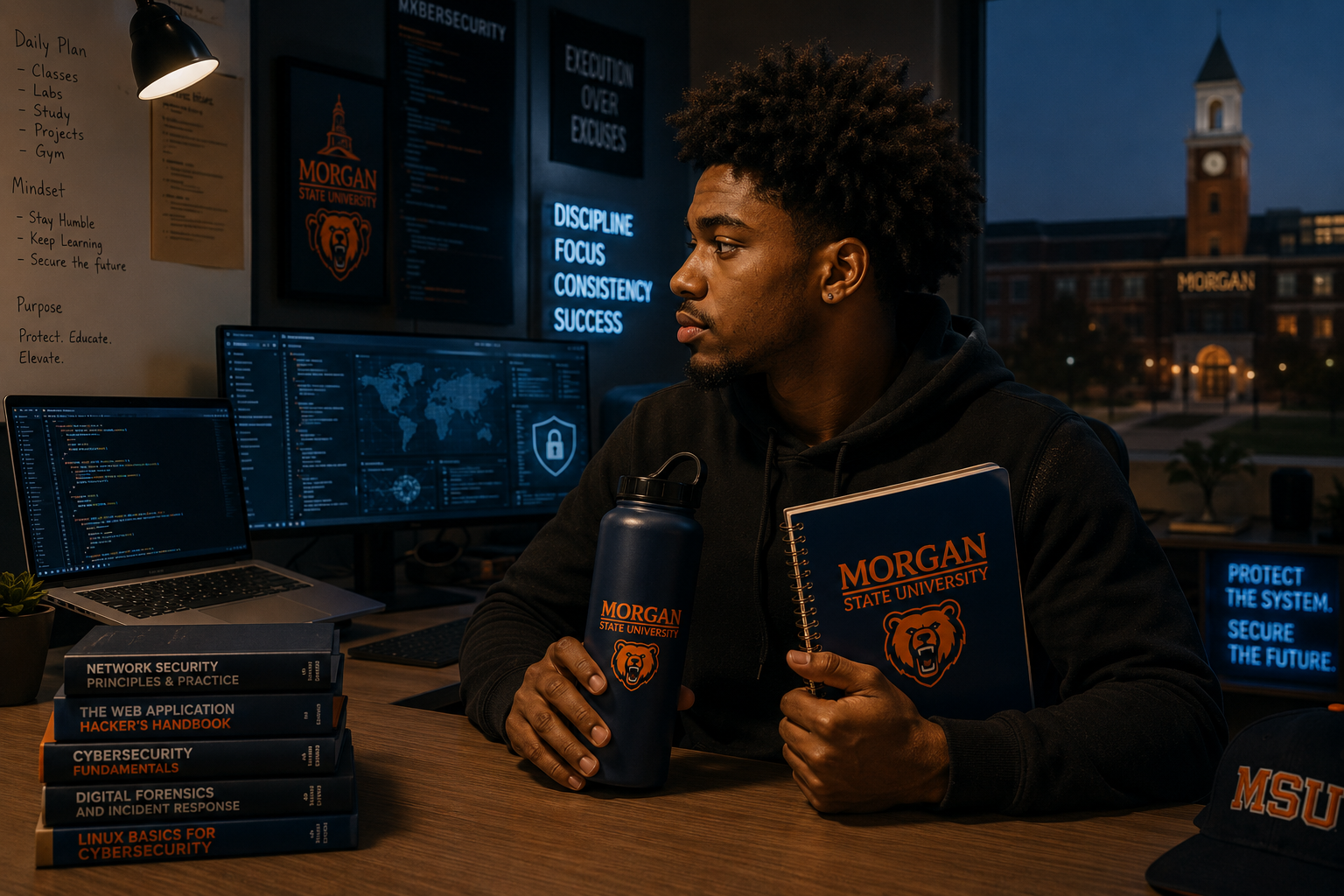 African American student protecting his accounts